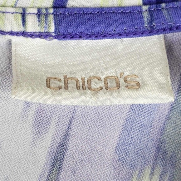 Chicos Tunic Shirt Women’s Size 1 US Medium M Purple Geometric Ikat Zip Back - Picture 6 of 10